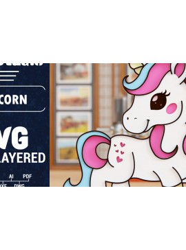 Σετ των 2 Intra απο ξύλο plywood 3mm-4mm πάχος 3D Unicorn Cut Papercut με λέιζερ Δίασταση 1500x1500 cm INTRAFABR-100977491