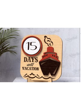 Σετ των 2 Intra απο ξύλο plywood 3mm-4mm πάχος Τρισδιάστατη αντίστροφη μέτρηση για διακοπές Δίασταση 30x20 cm INTRAFABR-123570179