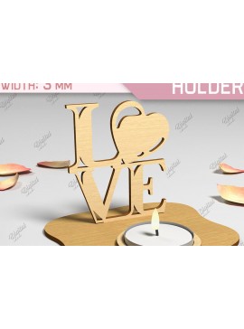 Σετ των 2 Intra απο ξύλο plywood 3mm-4mm πάχος Τρισδιάστατη θήκη για κεριά Αγίου Βαλεντίνου Cut  Δίασταση 15x15 cm INTRAFABR-87674252