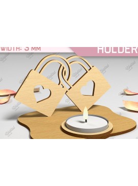 Σετ των 3 Intra απο ξύλο plywood 3mm-4mm πάχος Τρισδιάστατη θήκη για κεριά Αγίου Βαλεντίνου Cut  Δίασταση 15x15 cm INTRAFABR-87674402