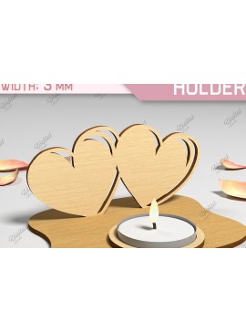 Σετ των 2 Intra απο ξύλο plywood 3mm-4mm πάχος Τρισδιάστατη θήκη για κεριά Αγίου Βαλεντίνου Cut  Δίασταση 15x15 cm INTRAFABR-87674488