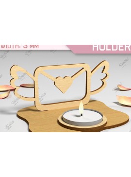 Σετ των 2 Intra απο ξύλο plywood 3mm-4mm πάχος Τρισδιάστατη θήκη για κεριά Αγίου Βαλεντίνου Cut  Δίασταση 15x15 cm INTRAFABR-87674564