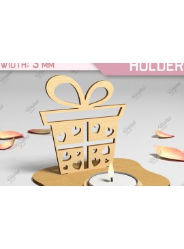 Σετ των 2 Intra απο ξύλο plywood 3mm-4mm πάχος Τρισδιάστατη θήκη για κεριά Αγίου Βαλεντίνου Cut  Δίασταση 15x15 cm INTRAFABR-87674141