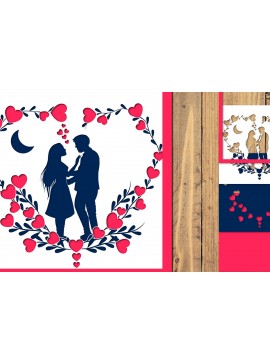 Σετ των 2 Intra απο ξύλο plywood 3mm-4mm πάχος 3D Valentine Digital Multilayer Layout Δίασταση 1500x1500 cm INTRAFABR-115471449