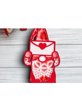 Σετ των 2 Intra απο ξύλο plywood 3mm-4mm πάχος 3D Valentine Gnome 6 Layer Δίασταση 25x25 cm INTRAFABR-101203803