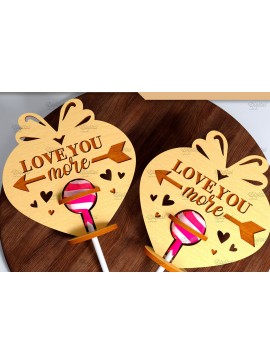 Σετ των 2 Intra απο ξύλο plywood 3mm-4mm πάχος 3D Valentine. Lollipop Holder Cut  Δίασταση 15x15 cm INTRAFABR-83941600