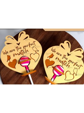 Σετ των 2 Intra απο ξύλο plywood 3mm-4mm πάχος 3D Valentine. Lollipop Holder Cut  Δίασταση 15x15 cm INTRAFABR-83941412