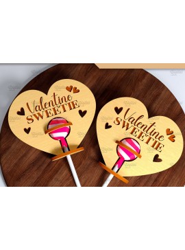 Σετ των 2 Intra απο ξύλο plywood 3mm-4mm πάχος 3D Valentine. Lollipop Holder Cut  Δίασταση 15x15 cm INTRAFABR-83941503