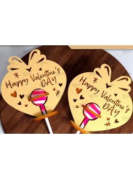 Σετ των 2 Intra απο ξύλο plywood 3mm-4mm πάχος 3D Valentine. Lollipop Holder Cut  Δίασταση 15x15 cm INTRAFABR-83941064