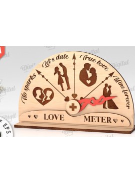 Σετ των 2 Intra απο ξύλο plywood 3mm-4mm πάχος Τρισδιάστατη Valentine Love Meter Δίασταση 15x15 cm INTRAFABR-113260773