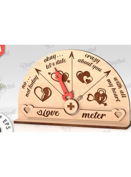 Σετ των 2 Intra απο ξύλο plywood 3mm-4mm πάχος Τρισδιάστατη Valentine Love Meter Δίασταση 15x15 cm INTRAFABR-113260725