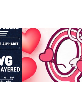 Σετ των 2 Intra απο ξύλο plywood 3mm-4mm πάχος Τρισδιάστατη κοπή χαρτιού με αλφάβητο του Αγίου Βαλεντίνου Δίασταση 1500x1500 cm INTRAFABR-90562408