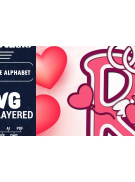 Σετ των 2 Intra απο ξύλο plywood 3mm-4mm πάχος Τρισδιάστατη κοπή χαρτιού με αλφάβητο του Αγίου Βαλεντίνου Δίασταση 1500x1500 cm INTRAFABR-90562428