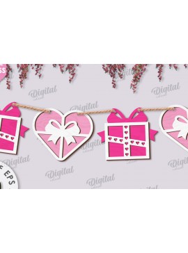 Σετ των 2 Intra απο ξύλο plywood 3mm-4mm πάχος Τρισδιάστατη πανό για την ημέρα του Αγίου Βαλεντίνου Δίασταση 15x15 cm INTRAFABR-113580802