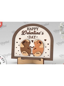 Σετ των 2 Intra απο ξύλο plywood 3mm-4mm πάχος Σχέδιο κοπής με λέιζερ 3D δώρου για την ημέρα του Αγίου Βαλεντίνου Δίασταση 15x15 cm INTRAFABR-112890028