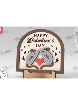 Σετ των 2 Intra απο ξύλο plywood 3mm-4mm πάχος Σχέδιο κοπής με λέιζερ 3D δώρου για την ημέρα του Αγίου Βαλεντίνου Δίασταση 15x15 cm INTRAFABR-112889927