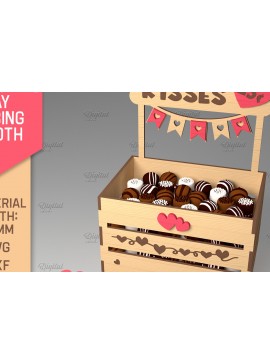 Σετ των 2 Intra απο ξύλο plywood 3mm-4mm πάχος τρισδιάστατη ημέρα του Αγίου Βαλεντίνου. Kissing Booth  Δίασταση 15x15 cm INTRAFABR-84069244