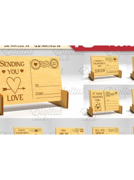 Σετ των 2 Intra απο ξύλο plywood 3mm-4mm πάχος 3D καρτ ποστάλ για την ημέρα του Αγίου Βαλεντίνου Δίασταση 15x15 cm INTRAFABR-85063082