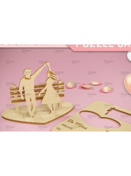 Σετ των 2 Intra απο ξύλο plywood 3mm-4mm πάχος 3D κάρτα παζλ του Αγίου Βαλεντίνου.  Δίασταση 15x15 cm INTRAFABR-82902266