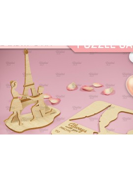 Σετ των 2 Intra απο ξύλο plywood 3mm-4mm πάχος 3D κάρτα παζλ του Αγίου Βαλεντίνου.  Δίασταση 15x15 cm INTRAFABR-82899191