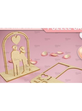 Σετ των 2 Intra απο ξύλο plywood 3mm-4mm πάχος 3D κάρτα παζλ του Αγίου Βαλεντίνου.  Δίασταση 15x15 cm INTRAFABR-82899282