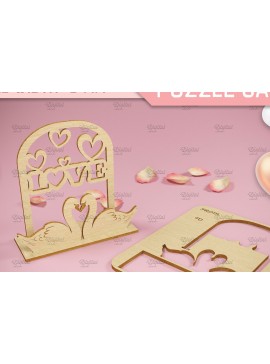 Σετ των 2 Intra απο ξύλο plywood 3mm-4mm πάχος 3D κάρτα παζλ του Αγίου Βαλεντίνου.  Δίασταση 15x15 cm INTRAFABR-82902199