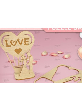 Σετ των 2 Intra απο ξύλο plywood 3mm-4mm πάχος 3D κάρτα παζλ του Αγίου Βαλεντίνου.  Δίασταση 15x15 cm INTRAFABR-82902241