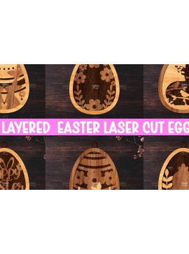 Σετ των 3 Intra απο ξύλο plywood 3mm-4mm πάχος 6 Πασχαλινό στολίδι με λέιζερ Δίασταση 8x8 cm INTRAFABR-117337844