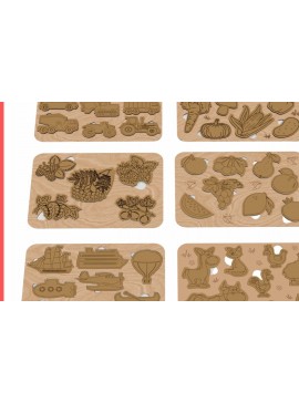Σετ των 2 Intra απο ξύλο plywood 3mm-4mm πάχος Ξύλινο παζλ 6 σε 1 Δίασταση 30x20 cm INTRAFABR-113816846