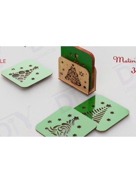Σετ των 2 Intra απο ξύλο plywood 3mm-4mm πάχος Χριστουγεννιάτικο σουβέρ για κύπελλα 6 τμχ Δίασταση 15x15 cm INTRAFABR-109614842