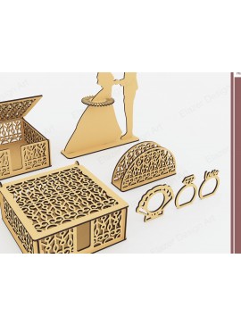 Σετ των 2 Intra απο ξύλο plywood 3mm-4mm πάχος κομμένα με λέιζερ 6 τμχ Δίασταση 15x15 cm INTRAFABR-74921452