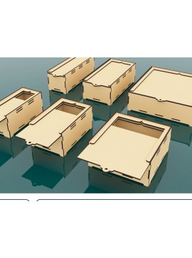 Σετ των 2 Intra απο ξύλο plywood 3mm-4mm πάχος 6 μεγέθη με Slide Box Cut  Δίασταση 15x15 cm INTRAFABR-67911215