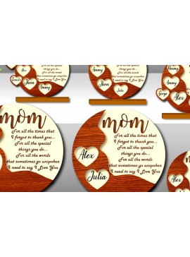 Σετ των 2 Intra απο ξύλο plywood 3mm-4mm πάχος Δώρο 6 Style για την Ημέρα της Μητέρας Ευχαριστώ Wood Δίασταση 15x15 cm INTRAFABR-27201722