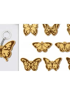 Σετ των 3 Intra απο ξύλο plywood 3mm-4mm πάχος 8 Design Butterfly Keychain  Δίασταση 6x6 cm INTRAFABR-99353770