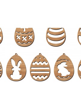Σετ των 3 Intra απο ξύλο plywood 3mm-4mm πάχος 8 Πασχαλινά αυγά κομμένα με λέιζερ σχέδια στολίδι Δίασταση 8x8 cm INTRAFABR-113040697