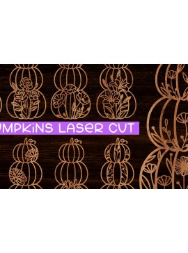 Σετ των 2 Intra απο ξύλο plywood 3mm-4mm πάχος 8 Floral Pumpkin Δίασταση 15x15 cm INTRAFABR-105689463