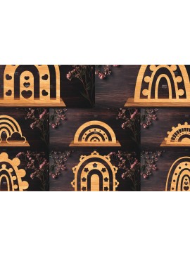 Σετ των 2 Intra απο ξύλο plywood 3mm-4mm πάχος 8 Rainbow Διακόσμηση σπιτιού Δίασταση 15x15 cm INTRAFABR-122463381