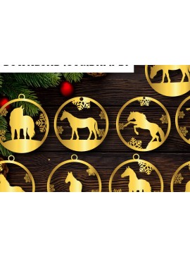 Σετ των 3 Intra απο ξύλο plywood 3mm-4mm πάχος 9 Χριστουγεννιάτικα στολίδια αλόγων - Δίασταση 8x8 cm INTRAFABR-70686154