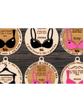 Σετ των 3 Intra απο ξύλο plywood 3mm-4mm πάχος Ένας καλός φίλος σαν ένα καλό στολίδι σουτιέν Δίασταση 8x8 cm INTRAFABR-81190679