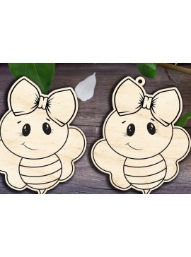 Σετ των 2 Intra απο ξύλο plywood 3mm-4mm πάχος Μια μικρή μέλισσα Δίασταση 15x15 cm INTRAFABR-29977746