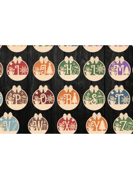 Σετ των 2 Intra απο ξύλο plywood 3mm-4mm πάχος χριστουγεννιάτικων στολιδιών A-Z Initial Δίασταση 30x20 cm INTRAFABR-107431008