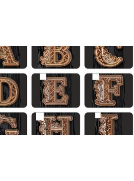 Σετ των 2 Intra απο ξύλο plywood 3mm-4mm πάχος A-Z Layered Floral Alphabet Multi Layer Δίασταση 30x30 cm INTRAFABR-35505730