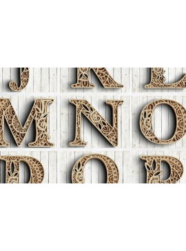 Intra απο ξύλο plywood 3mm-4mm πάχος A-Z Layered Floral Alphabet Δίασταση 30x30 cm INTRAFABR-77074103