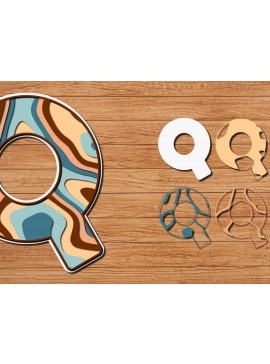 Σετ των 2 Intra απο ξύλο plywood 3mm-4mm πάχος ABCD Alphabet PaperCut 3D Δίασταση 15x15 cm INTRAFABR-41191780