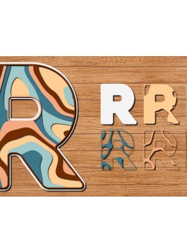 Σετ των 2 Intra απο ξύλο plywood 3mm-4mm πάχος ABCD Alphabet PaperCut 3D Δίασταση 15x15 cm INTRAFABR-41192267