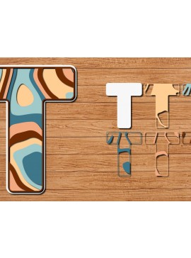 Σετ των 2 Intra απο ξύλο plywood 3mm-4mm πάχος ABCD Alphabet PaperCut 3D Δίασταση 15x15 cm INTRAFABR-41192381