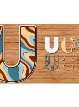 Σετ των 2 Intra απο ξύλο plywood 3mm-4mm πάχος ABCD Alphabet PaperCut 3D Δίασταση 15x15 cm INTRAFABR-41192458