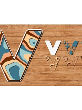 Σετ των 2 Intra απο ξύλο plywood 3mm-4mm πάχος ABCD Alphabet PaperCut 3D Δίασταση 15x15 cm INTRAFABR-41192572