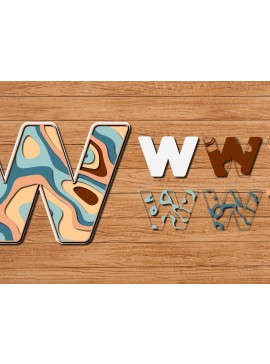 Σετ των 2 Intra απο ξύλο plywood 3mm-4mm πάχος ABCD Alphabet PaperCut 3D Δίασταση 15x15 cm INTRAFABR-41192757