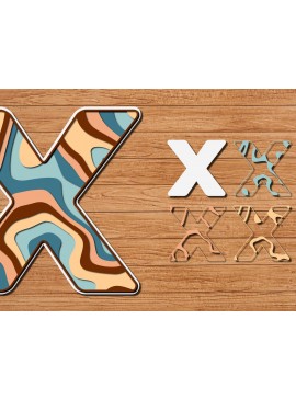Σετ των 2 Intra απο ξύλο plywood 3mm-4mm πάχος ABCD Alphabet PaperCut 3D Δίασταση 15x15 cm INTRAFABR-41192909